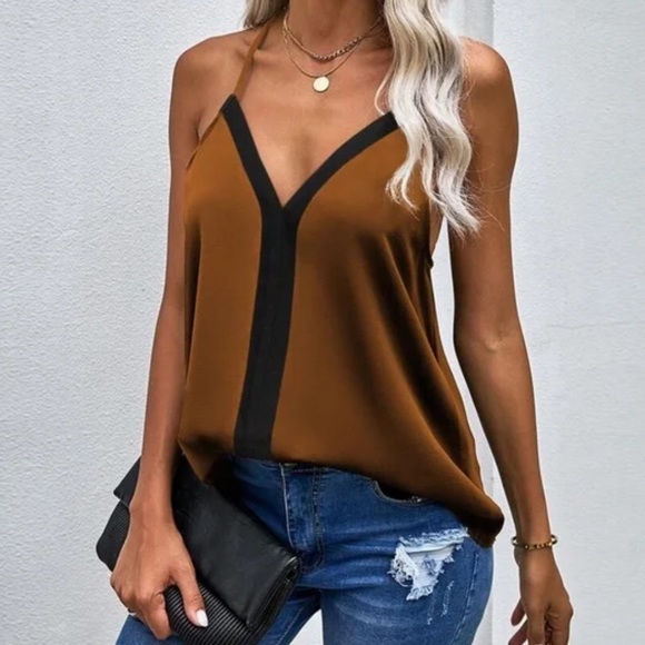 Boho color block racer cami top - Picture 2 of 5